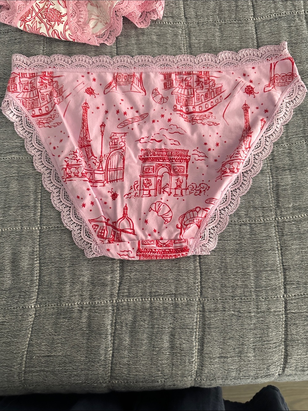 Roller Rabbit-Women's Lace-Trim Bikini Panty - Pink, Lavender, Blue, Red- - Picture 6 of 6